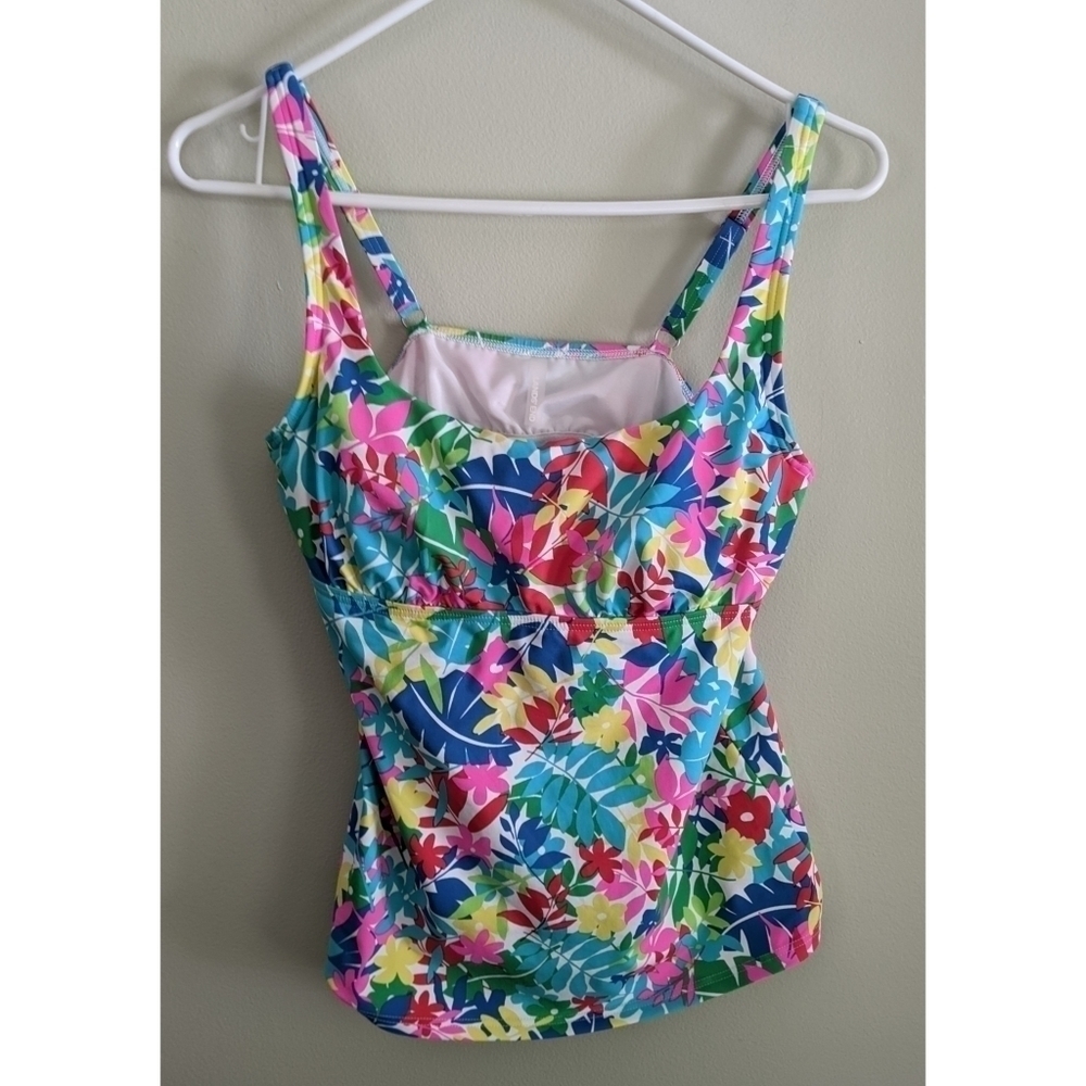Lands' End Tropical Underwire Tankini Swim Top Size 6